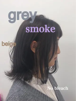 ミディアム カラー 柔らかbeige モトキのヘアスタイル