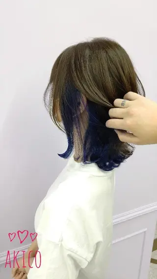 ミディアム カラー LUXBE GALLERY なんば駅前店所属・ラックスビーギャラリ ー AKICOのヘアスタイル