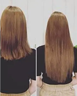 ロング カラー パーマ ヘアアレンジ チビ編み込みエクステ シールEXどぅ〜すのヘアスタイル