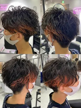 ショート カラー パーマ ヘアアレンジ メンズ 🔥メンズパーマ特 化🔥渡辺一翔🔥のヘアスタイル