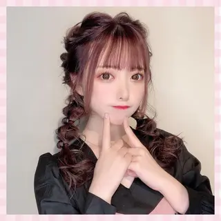 セミロング ヘアアレンジ 💗ガーリーヘア🎀 saki💗のヘアスタイル