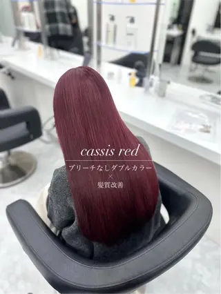 ロング カラー ヘアアレンジ 🩶学生指名No.1 レッド・ボルドー🩶のヘアスタイル