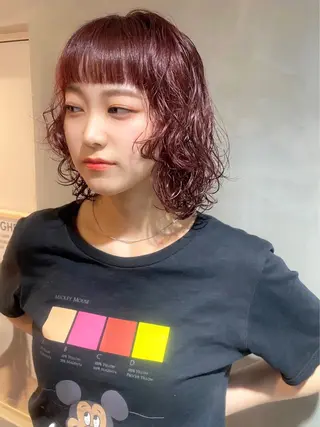 ミディアム パーマ カノン/アニオタ🧡 暖色/酸性ストレートのヘアスタイル