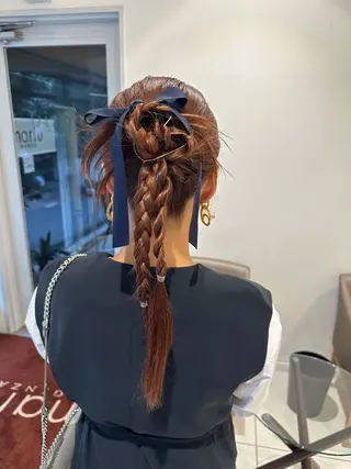 ロング カラー ヘアアレンジ タイトボブ個性派カラ ーAKANEのヘアスタイル