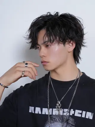 ミディアム パーマ メンズ シースルーマッシュ/ メンズ/KYOHEIのヘアスタイル