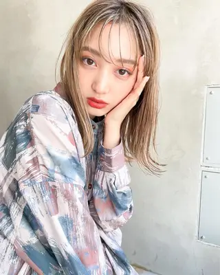 ミディアム MUSASHI ブリーチカラー◎のヘアスタイル