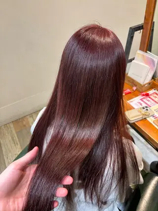 ロング カラー ブリーチなしWカラー 縮毛矯正・清水天空のヘアスタイル