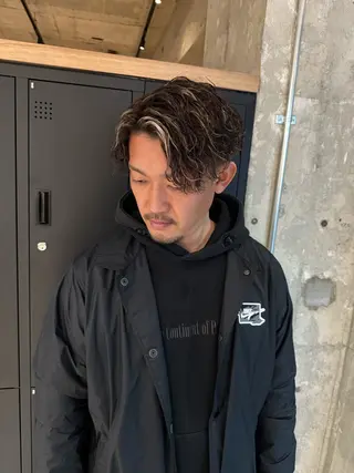 ショート カラー パーマ 町田MENS外国人風 ハイライト🔥TOMのヘアスタイル