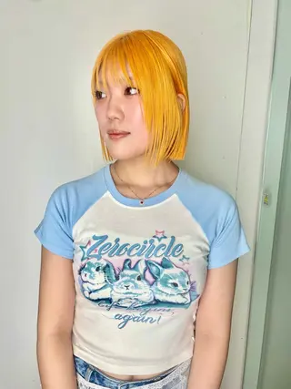 カラー 🎀ボブ＋ハイトーン シュカ👶🏻のヘアスタイル