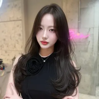 セミロング カラー 新宿/韓国レイヤー 髪質改善カラー/角所のヘアスタイル