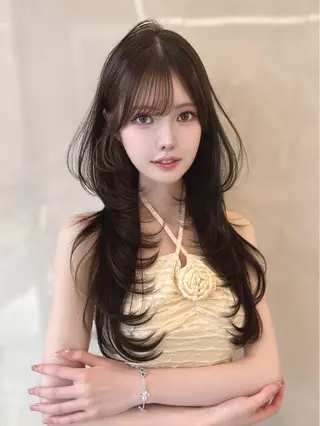ロング のり🐼顔まわり/ 韓国/レイヤーカットのヘアスタイル