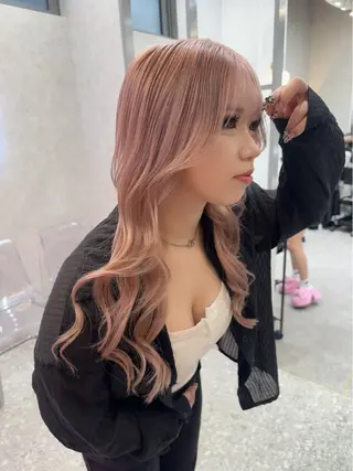 ロング カラー ヘアアレンジ ARIA💎縮毛矯正 ブリーチ💎複雑履歴のヘアスタイル