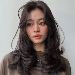 ミディアム カラー レイヤー/髪質改善 Lond ambreのヘアスタイル