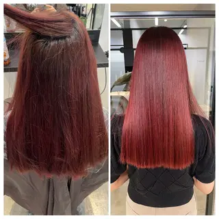 ロング け んブリーチ縮毛矯正のヘアスタイル