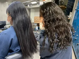 パーマ 韓国リアルハッシュ レイヤーカットのヘアスタイル