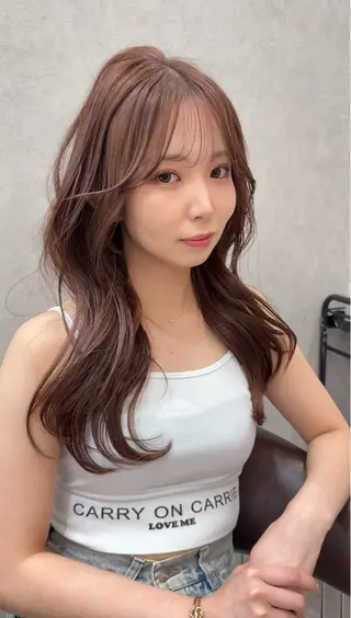 セミロング カラー ダブルカラー 韓国レイヤーKYONのヘアスタイル