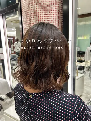 ミディアム パーマ コテ巻き風パーマ✨ 韓国ヘア🤎近下菜央のヘアスタイル