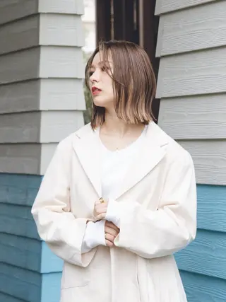 ミディアム 柳下 涼のヘアスタイル