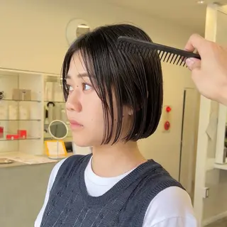 ミディアム クロスパーマ× 透明感カラー✂︎のヘアスタイル