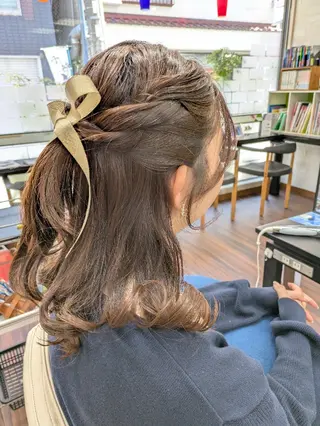 ミディアム 大人女性カット/ヘア セット✨️片本🌸のヘアスタイル