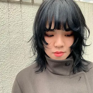 ミディアム カラー パーマ No1韓国風レイヤー &カチモリ✨ /サキのヘアスタイル