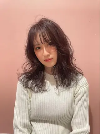 セミロング カラー パーマ ヘアアレンジ メンズ キッズ ネイル マツエク・マツパ アイブロウ belta.🌱 安藝夏花🌻のヘアスタイル