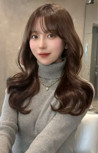 ロング ARMONY表参道店所属・韓国風レイヤーカラー ライムのヘアスタイル