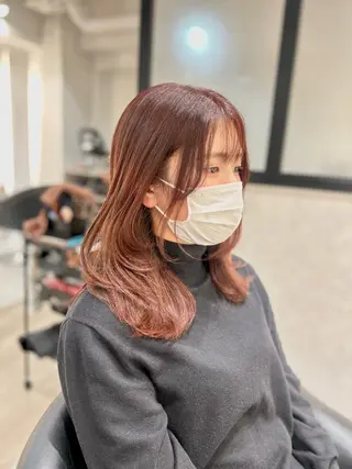 ミディアム カラー &chaLme   心斎橋所属・emi/髪質改善/ 韓国風/艶カラーのヘアスタイル