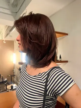 ミディアム レイヤー/ケアパーマ /ニュアンス/モードのヘアスタイル