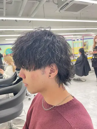 ショート パーマ ヘアアレンジ メンズ 艶カラー の達人のヘアスタイル