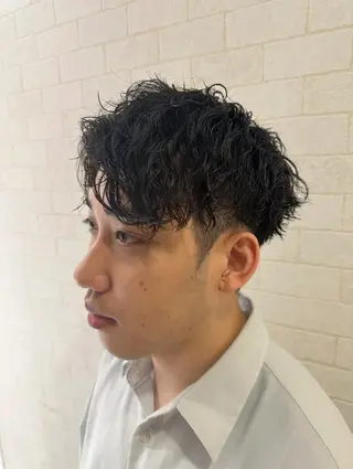 ショート パーマ ヘアアレンジ メンズ 💈メンズ特化 美容師サキ💈のヘアスタイル