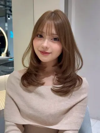 カラー ミディアム 髪質改善/韓国ヘア /透明感カラー🧸のヘアスタイル