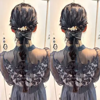 ロング ヘアアレンジ シールエクステ🎀 羽エクステ🌙しぇるのヘアスタイル