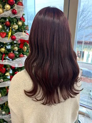 ロング カラー ベージュ/ダブルカラ ー/新潟駅/青柳萌果のヘアスタイル