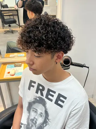 ミディアム パーマ メンズ Utata  literie所属・嵯峨 大地／パーマ／ ハード系／特殊系のヘアスタイル