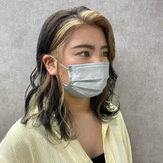 セミロング カラー ヘアアレンジ N/デザインカラー 🌿ナギのヘアスタイル