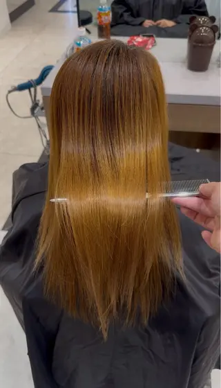 ロング ガレリアエレガンテ　サカエテン所属・田中俊　縮毛矯正 髪質改善のヘアスタイル