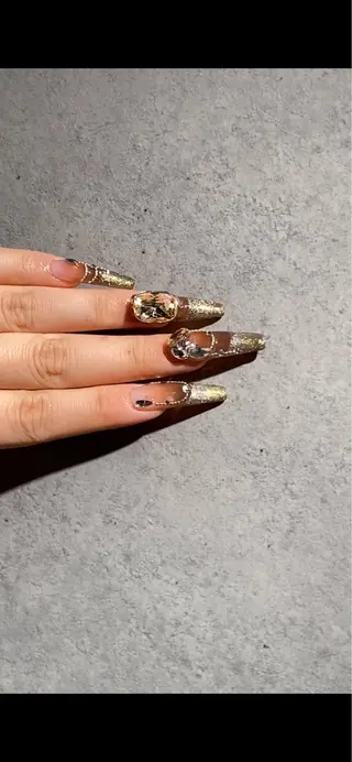 ネイル I-nailロング /ワンホン/キラキラのネイルデザイン