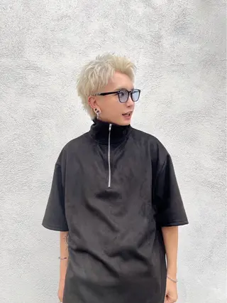 ショート カラー パーマ ヘアアレンジ メンズ キッズ HairSignature所属・ブリーチ指名神戸 No.1美容師RENのヘアスタイル