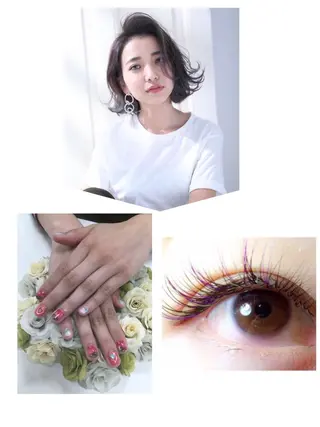 ミディアム ネイル マツエク・マツパ due hair 京都駅前店 MILBON オージュア認定サロン【デューヘアー】所属・ハイトーンブリーチ 土坂　由志【京都】のヘアスタイル