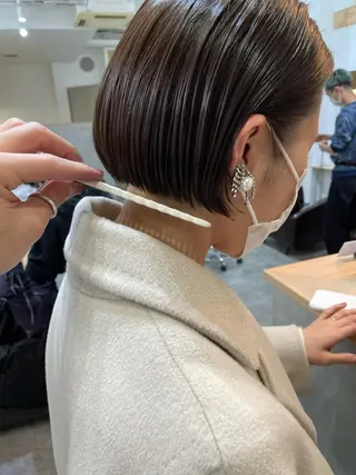 ショート カラー パーマ/透明感カラー /ボブ/吉田一生のヘアスタイル