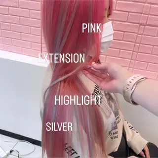 ロング カラー エクステ🩵ブリーチ 韓国ヘア🩵KAEのヘアスタイル