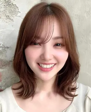 ミディアム カラー 🧡くびれヘア/前髪 顔周り🧡久原結衣のヘアスタイル