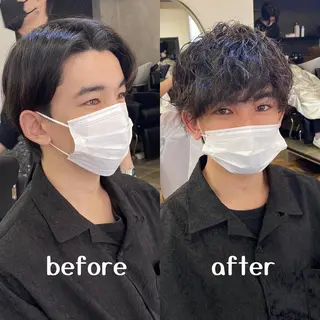 パーマ メンズ 大人可愛いレイヤー 大田のヘアスタイル