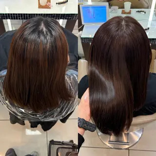 セミロング カラー 羽エクステ/シール エクステ/横浜駅5分のヘアスタイル