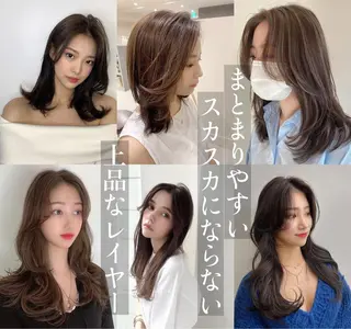 ミディアム カラー パーマ 鈴木 一貴のヘアスタイル