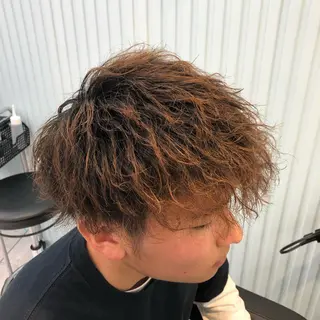 ショート カラー パーマ メンズ ベージュグレージュ 💕しゅーじ💕のヘアスタイル