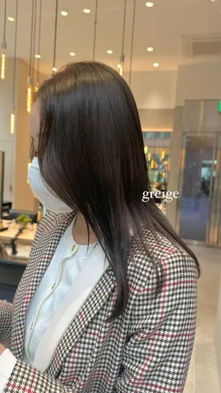 ミディアム ミオ💎透ける暗髪／ ブリーチなしWカラーのヘアスタイル