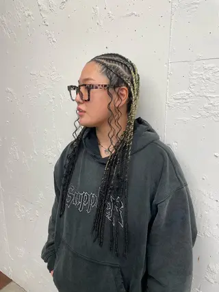 ロング ヘアアレンジ コーンロウ／ブレイズ SYUのヘアスタイル