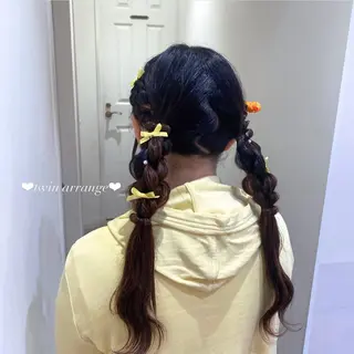 ヘアアレンジ エクステ🎀 暖色カラー🎀amiのヘアスタイル